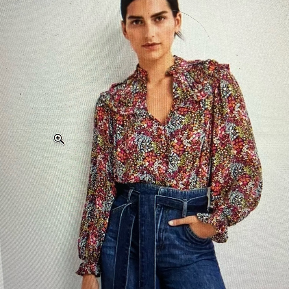 Boden Floral Blouse - Red, Blue, Yellow-Size 10